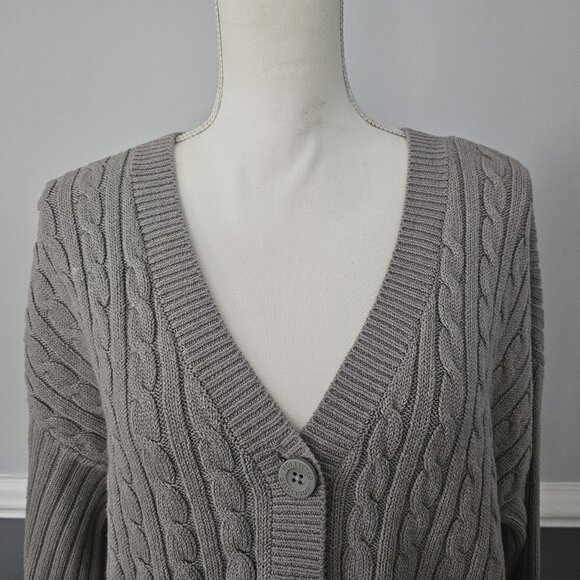 HOLLISTER gray CROPPED CARDIGAN knit buttons COTTON acrylic - Picture 2 of 10